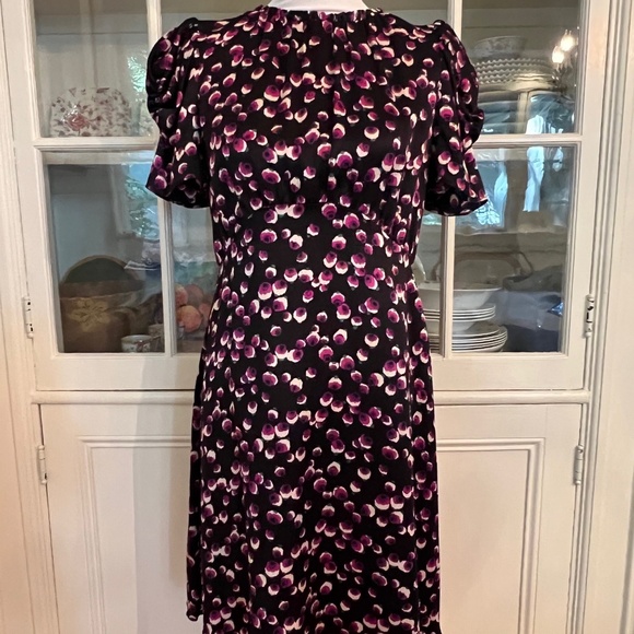 ANNA SUI Vintage Silk Dress, Size 8, Black & Purple Flower Petals, Early 2000s! - Picture 1 of 13